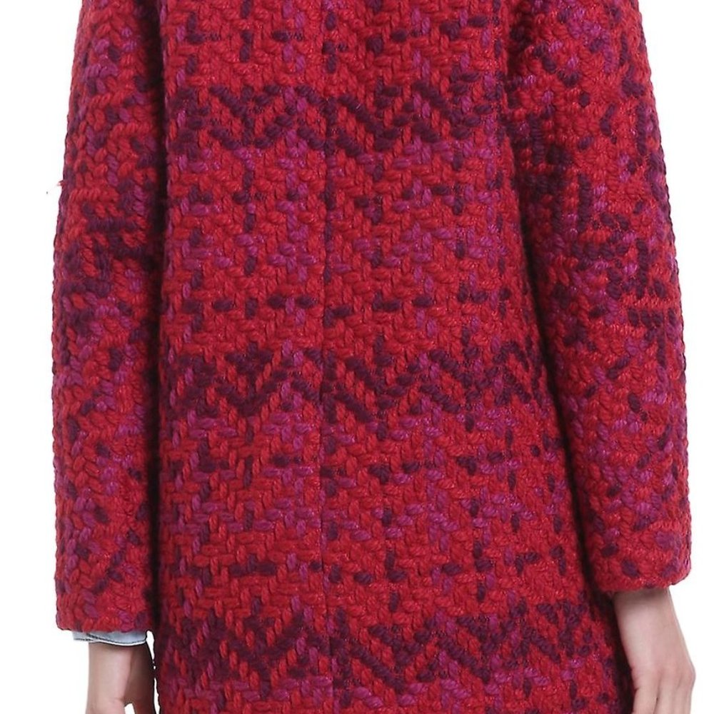 Desigual Plaid Catrina Red/Purple Coat Lined Jacket Women's 12 NWT - Picture 4 of 14